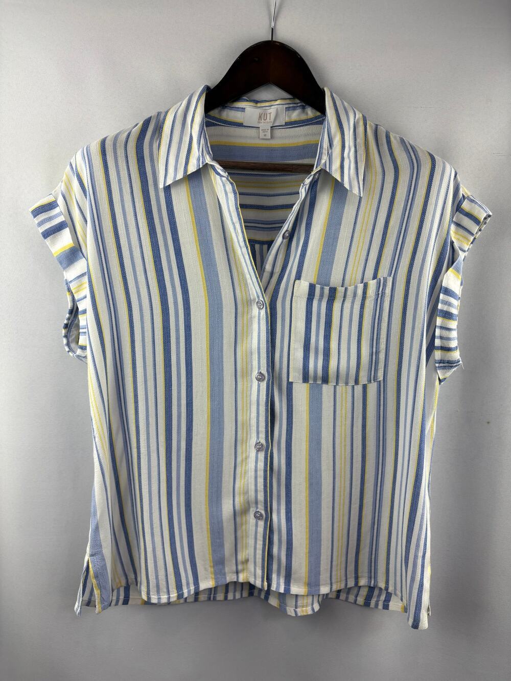Women’s Kut from the Kloth Medium White & Blue Striped Blouse